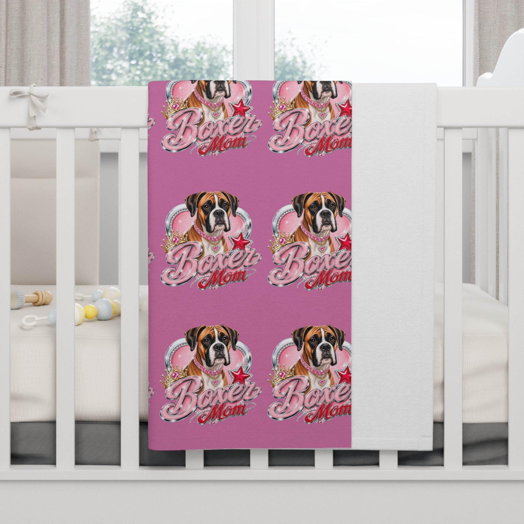 Boxer Mom Baby Blanket — Soft Fleece Puppy Love Throw