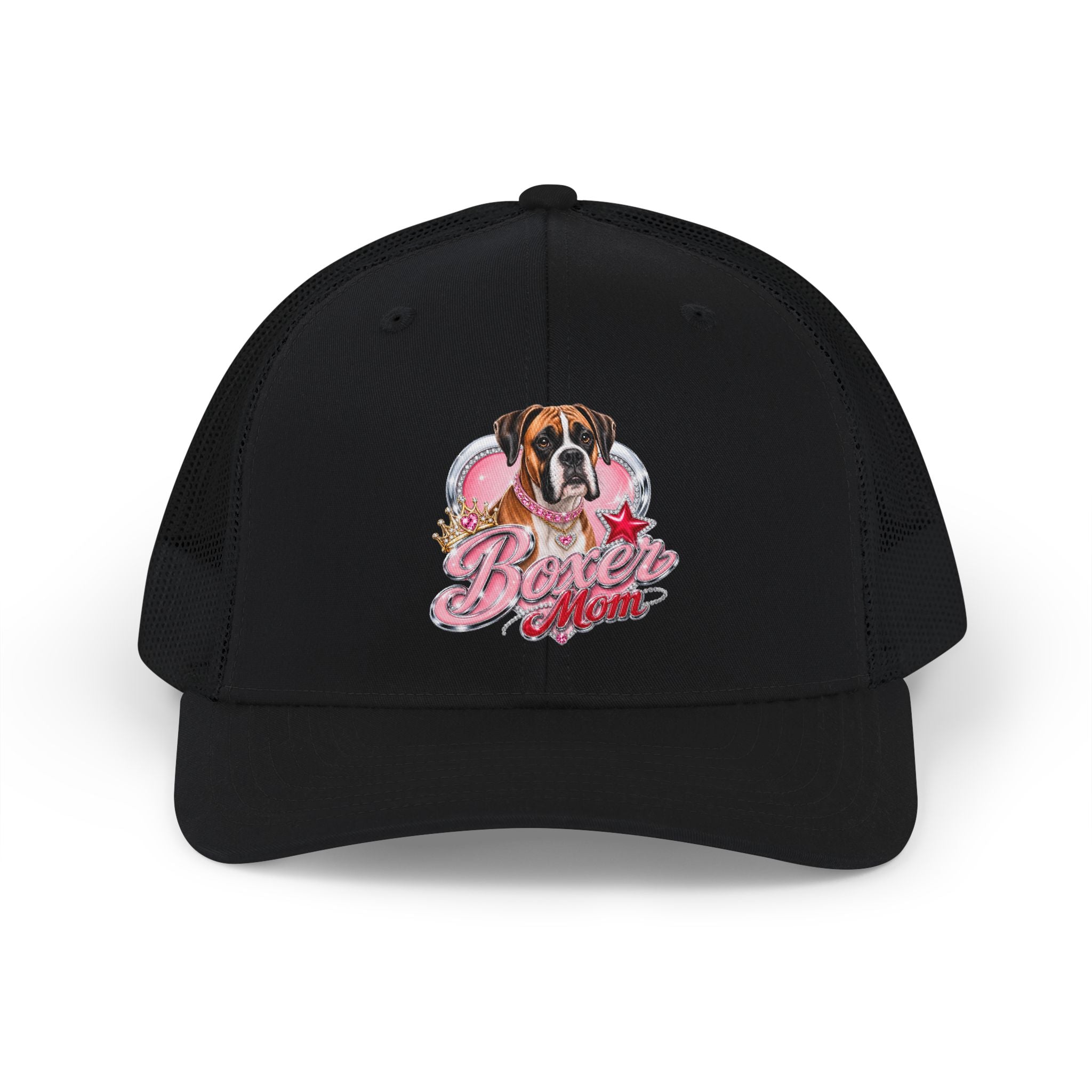Boxer Mom Snapback Trucker Cap – Cute Pink Heart Dog Dad/Mom Gift