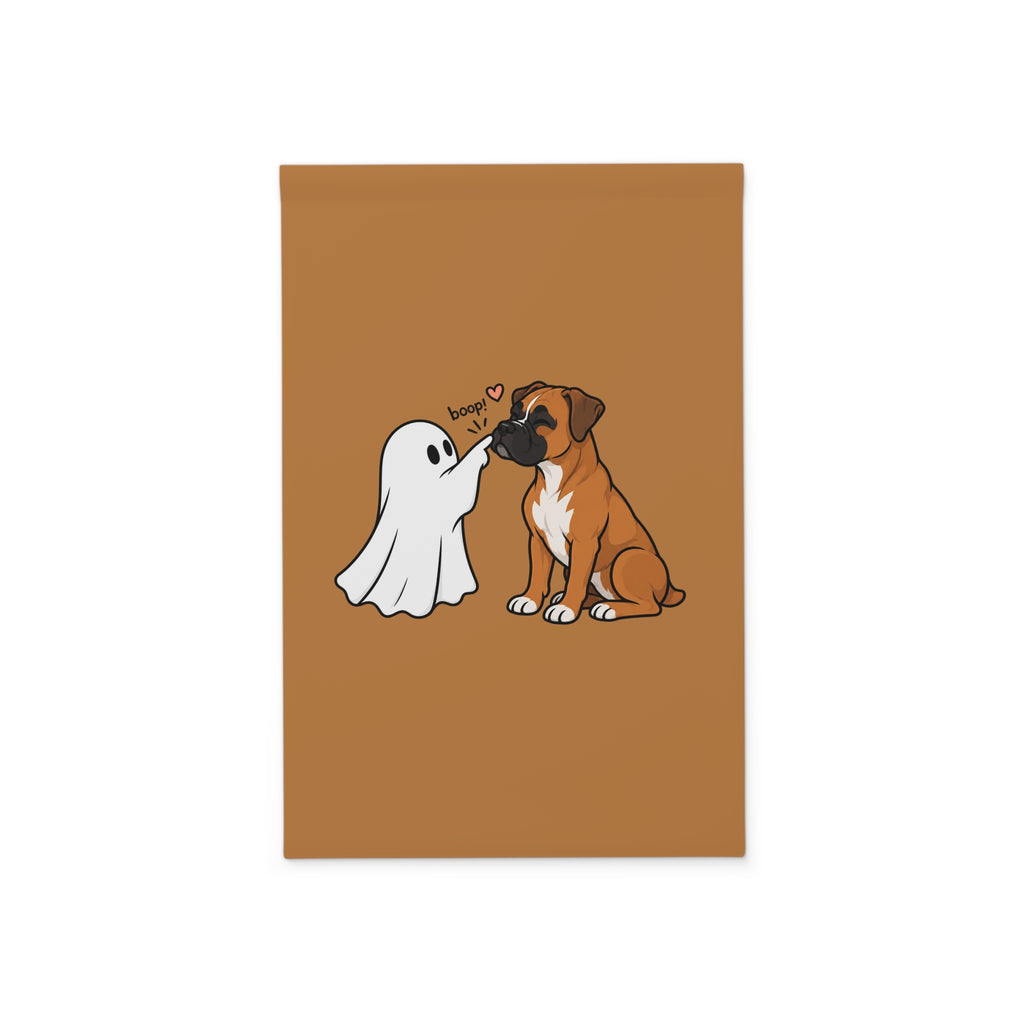 Halloween Ghost & Dog Garden Flag - "Boop" Cute Puppy Outdoor Banner