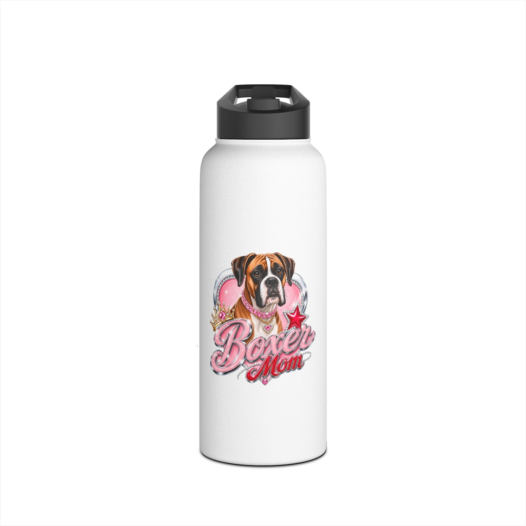 Boxer Mom Stainless Steel Water Bottle – Pink Insulated Dog Mom Bottle