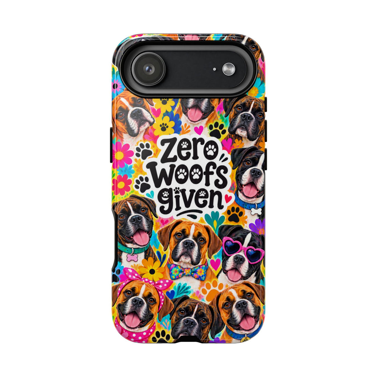 Phone Case - “Zero Woofs Given” Colorful Boxer Dog Protective Case