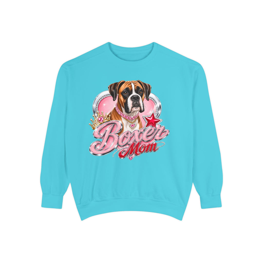 Boxer Mom Sweatshirt — Cute Pink Dog Graphic Crewneck