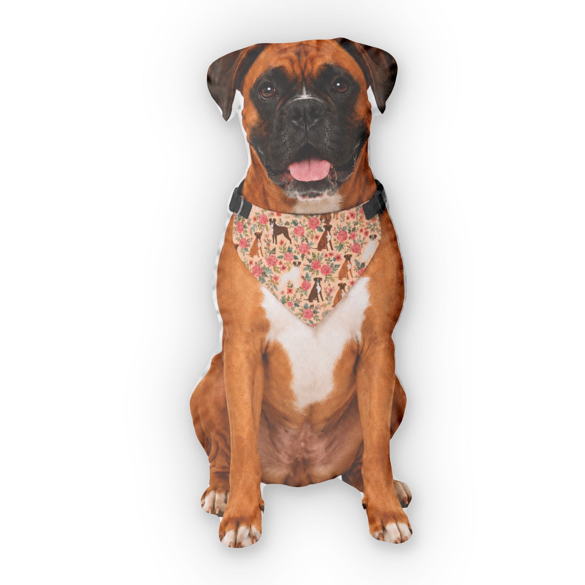 Custom Shape Pet Pillow — Personalized Dog-Shaped Photo Pillow with Bandana