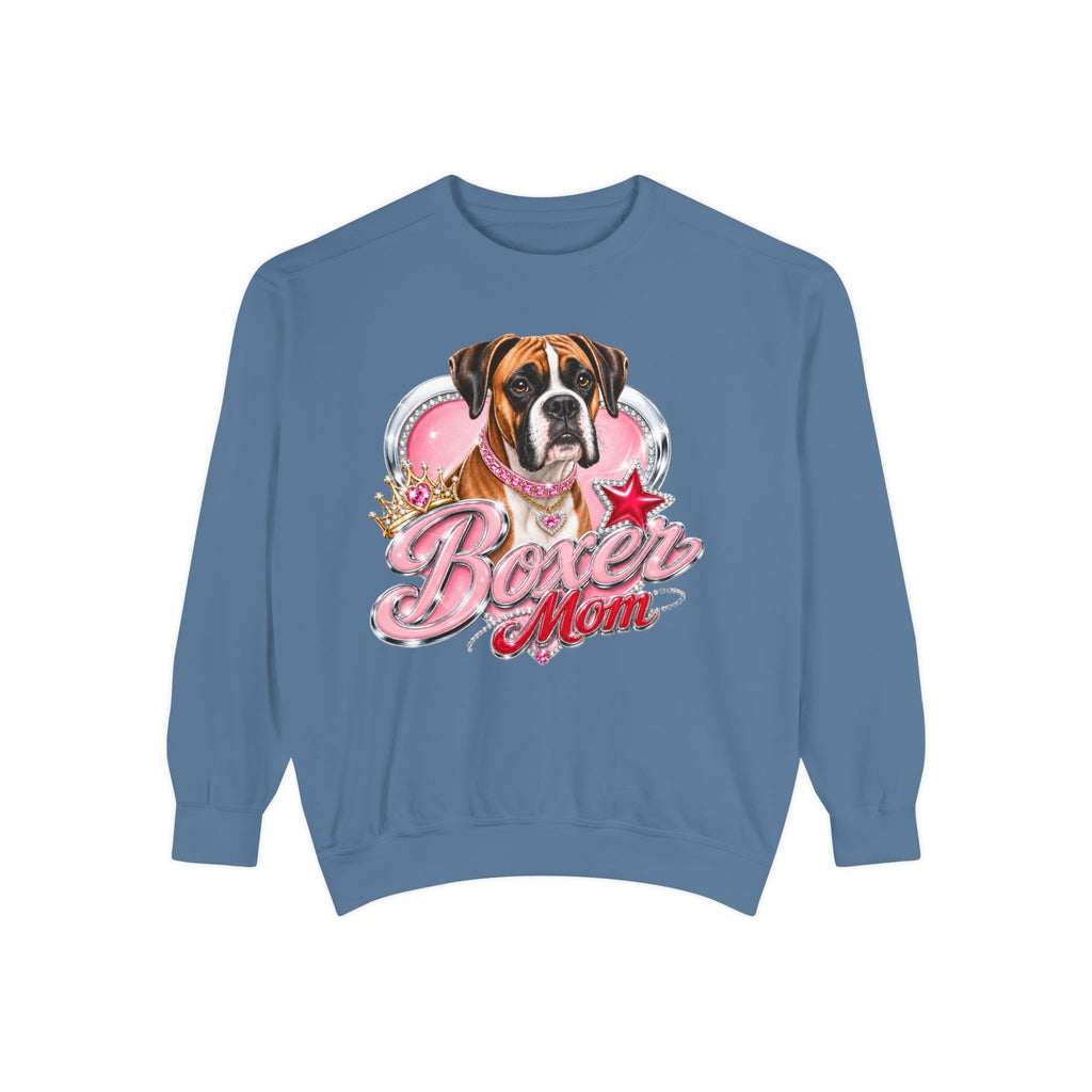 Boxer Mom Sweatshirt — Cute Pink Dog Graphic Crewneck