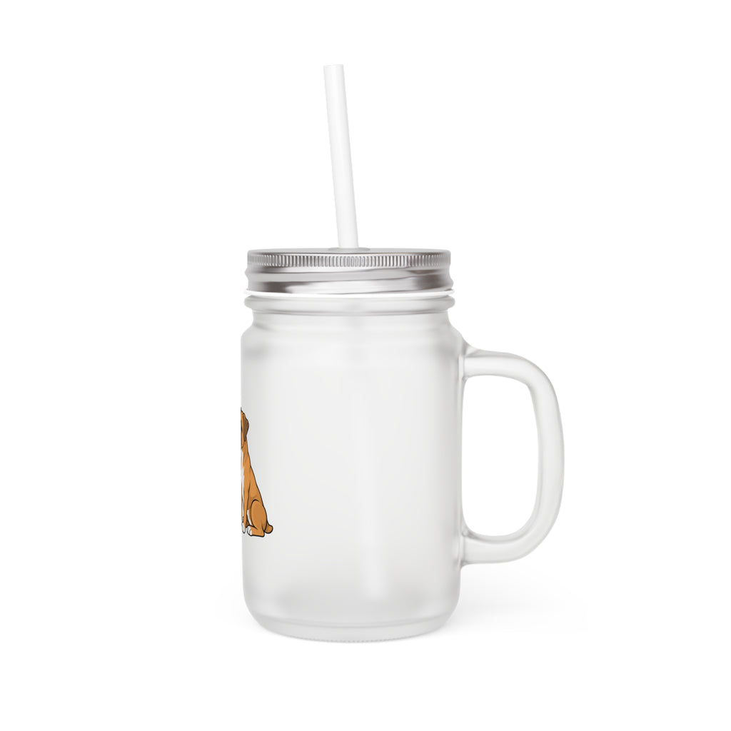 Mason Jar Tumbler with Cute Ghost & Puppy Design — Halloween Drink Jar