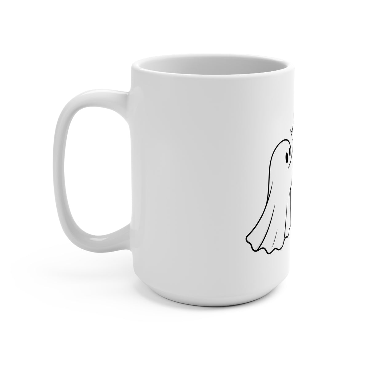 15oz Mug — Cute Ghost 'Boop' Kissing Boxer Dog Coffee Cup