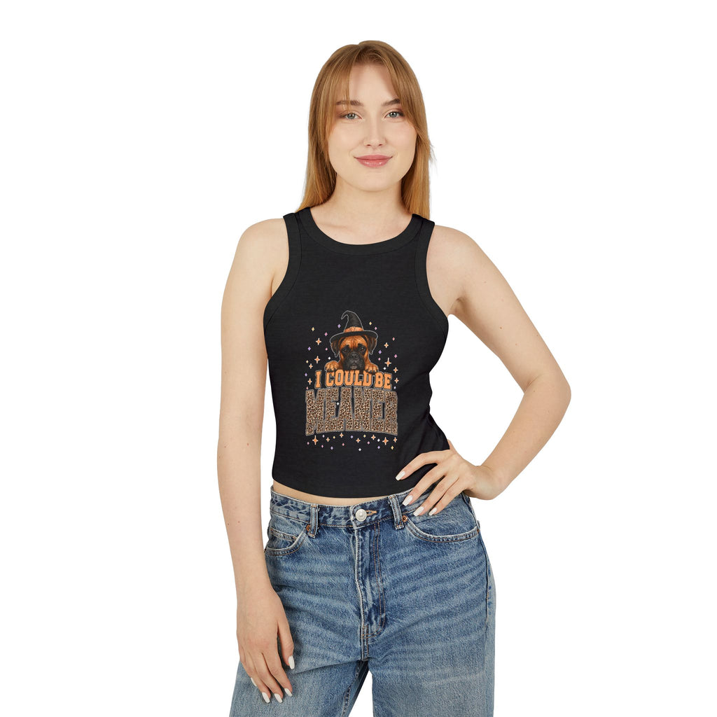 Witch Dog Halloween Tank Top — “I Could Be Bathed” Graphic Racer Tank