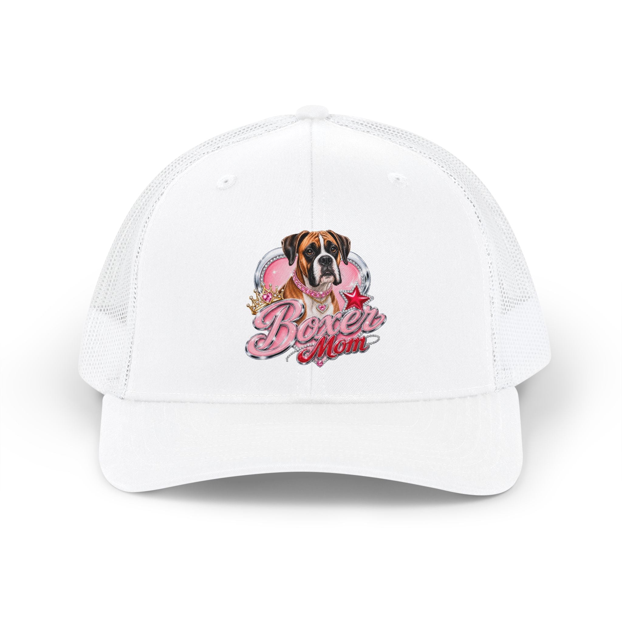 Boxer Mom Snapback Trucker Cap – Cute Pink Heart Dog Dad/Mom Gift