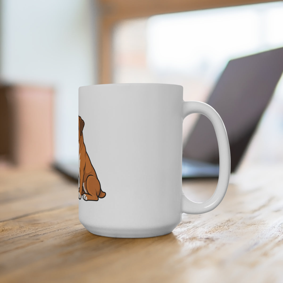 15oz Mug — Cute Ghost 'Boop' Kissing Boxer Dog Coffee Cup