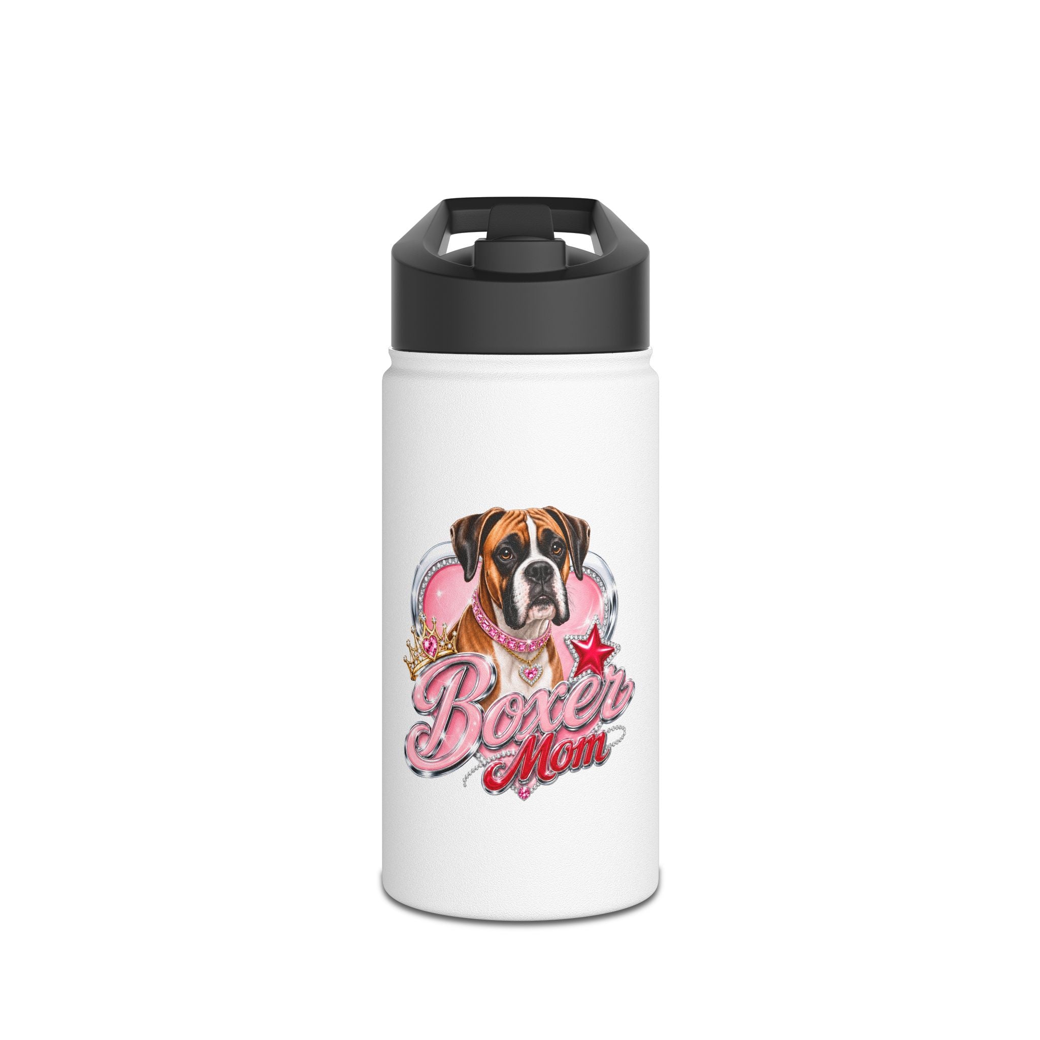 Boxer Mom Stainless Steel Water Bottle – Pink Insulated Dog Mom Bottle
