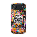"Zero Woofs Given" Boxer Dog Phone Case — Colorful Paw Print Protective Case