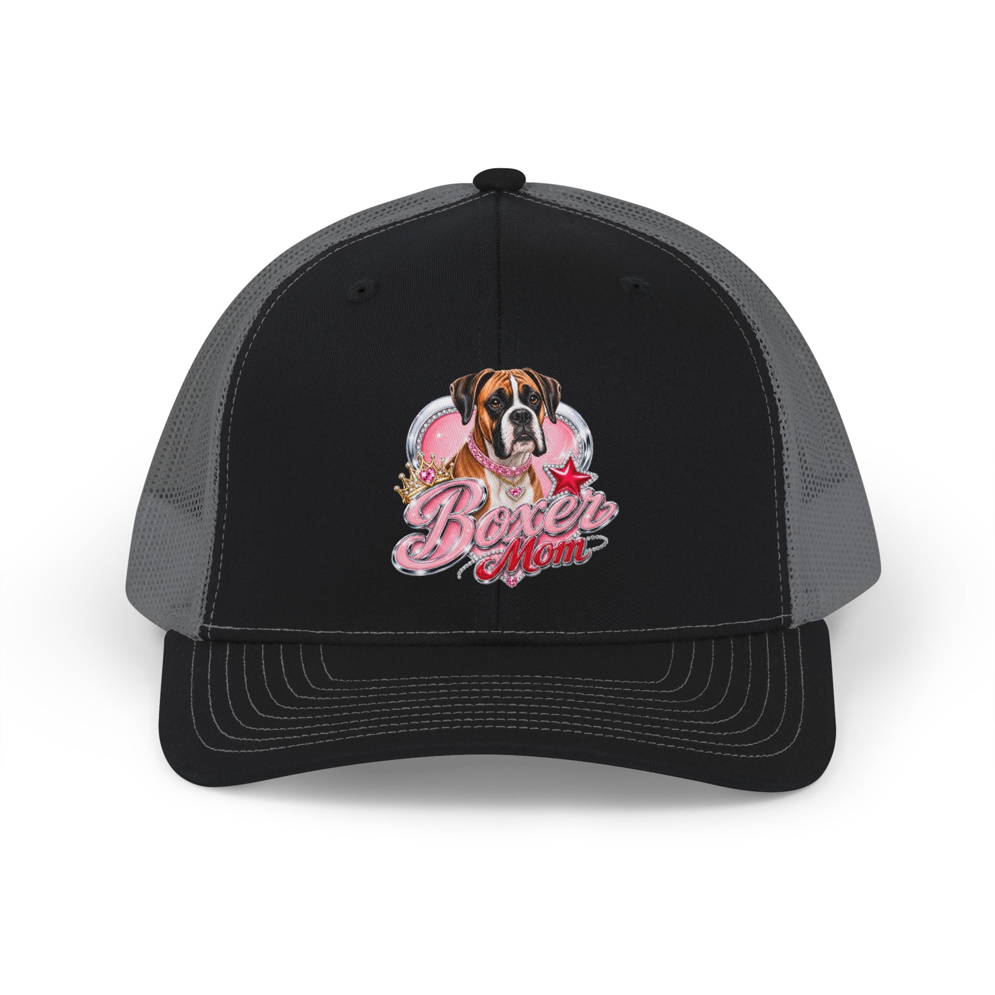 Boxer Mom Snapback Trucker Cap – Cute Pink Heart Dog Dad/Mom Gift