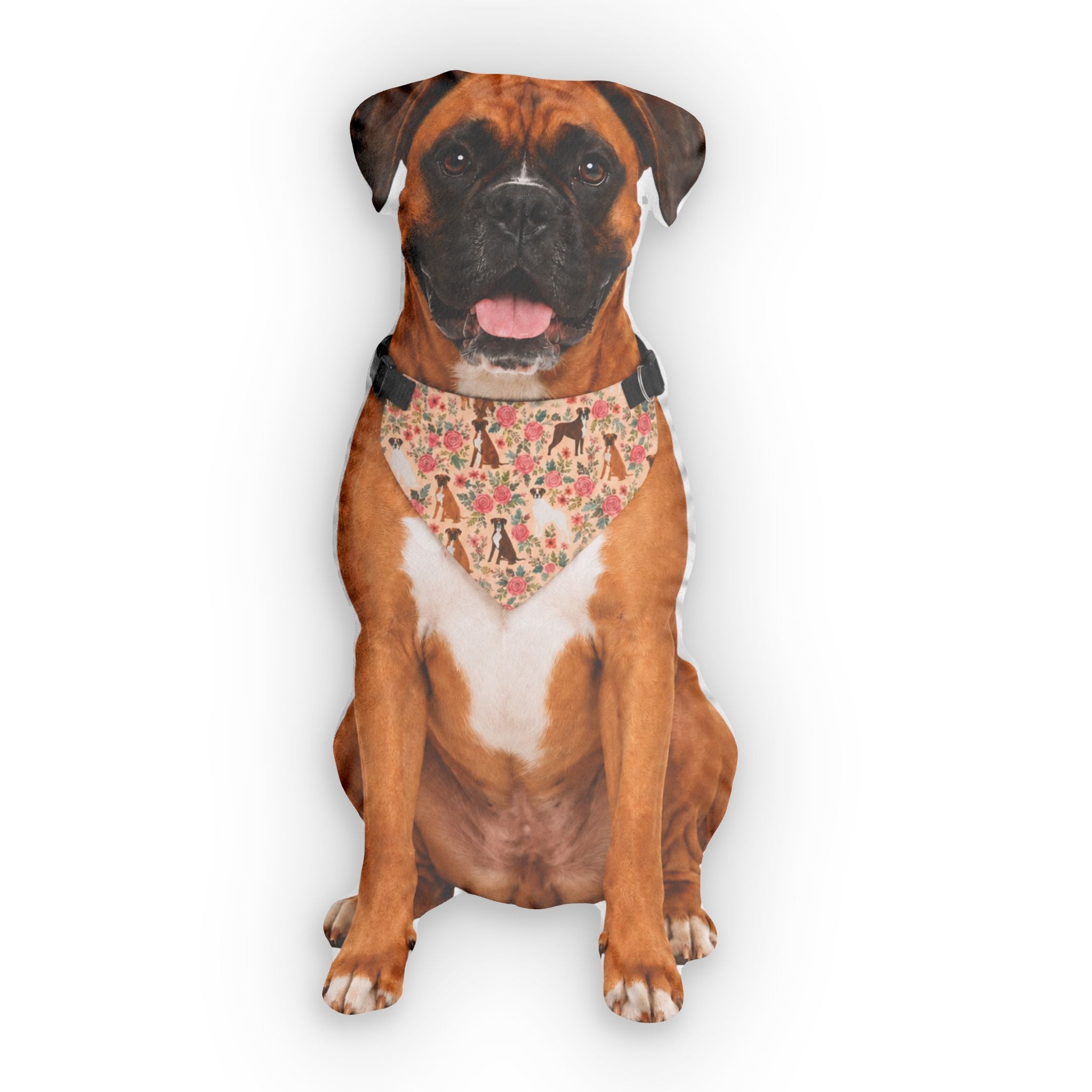 Custom Shape Pet Pillow — Personalized Dog-Shaped Photo Pillow with Bandana