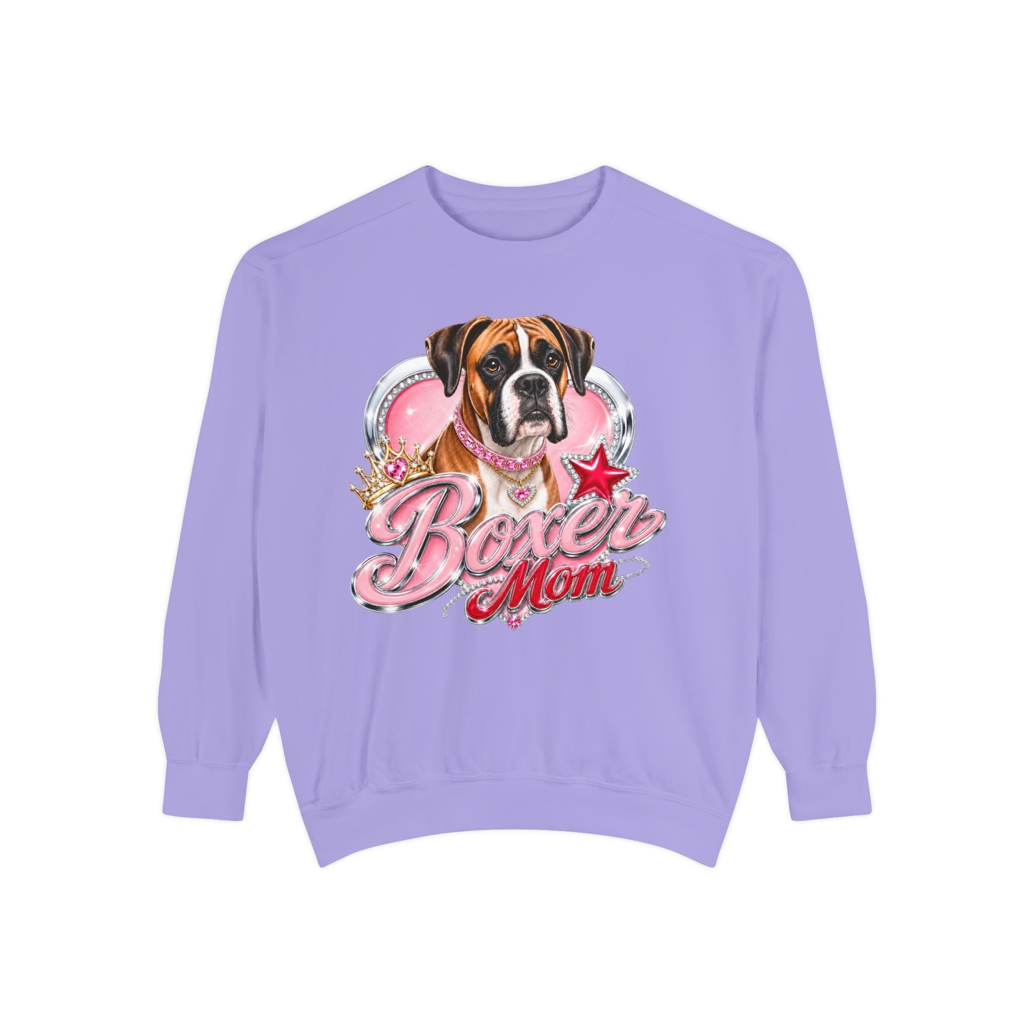 Boxer Mom Sweatshirt — Cute Pink Dog Graphic Crewneck