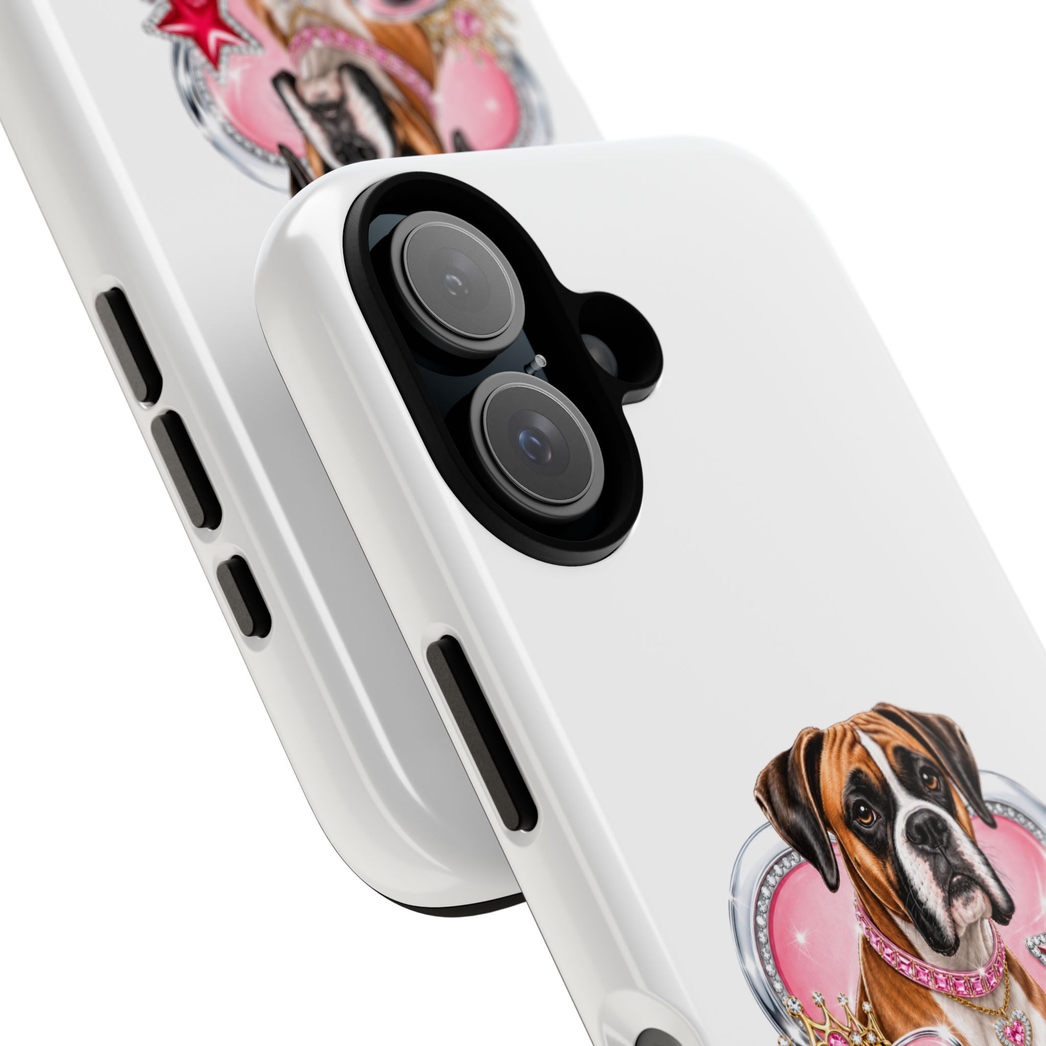 Phone Case — "Boxer Mom" Decorative Protective Case (Cute Heart & Crown Dog Design)