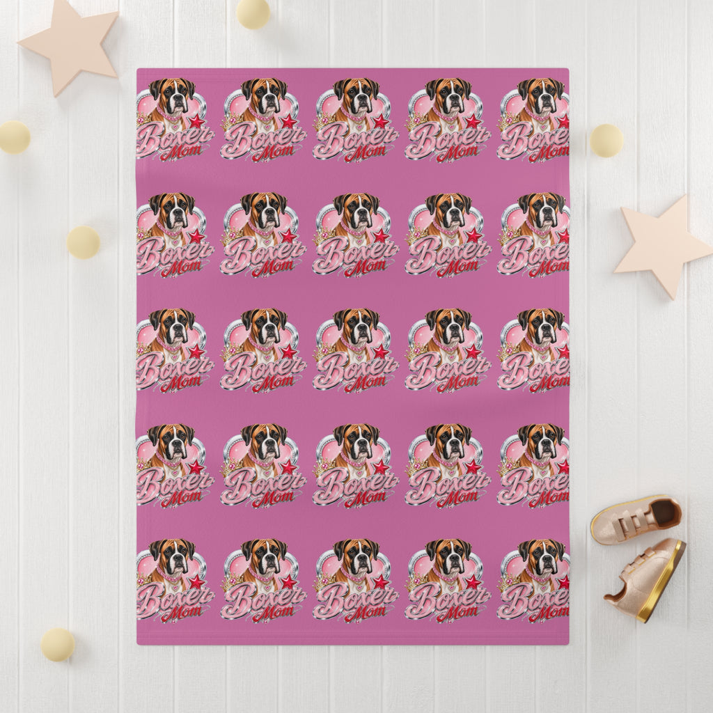 Boxer Mom Baby Blanket — Soft Fleece Puppy Love Throw