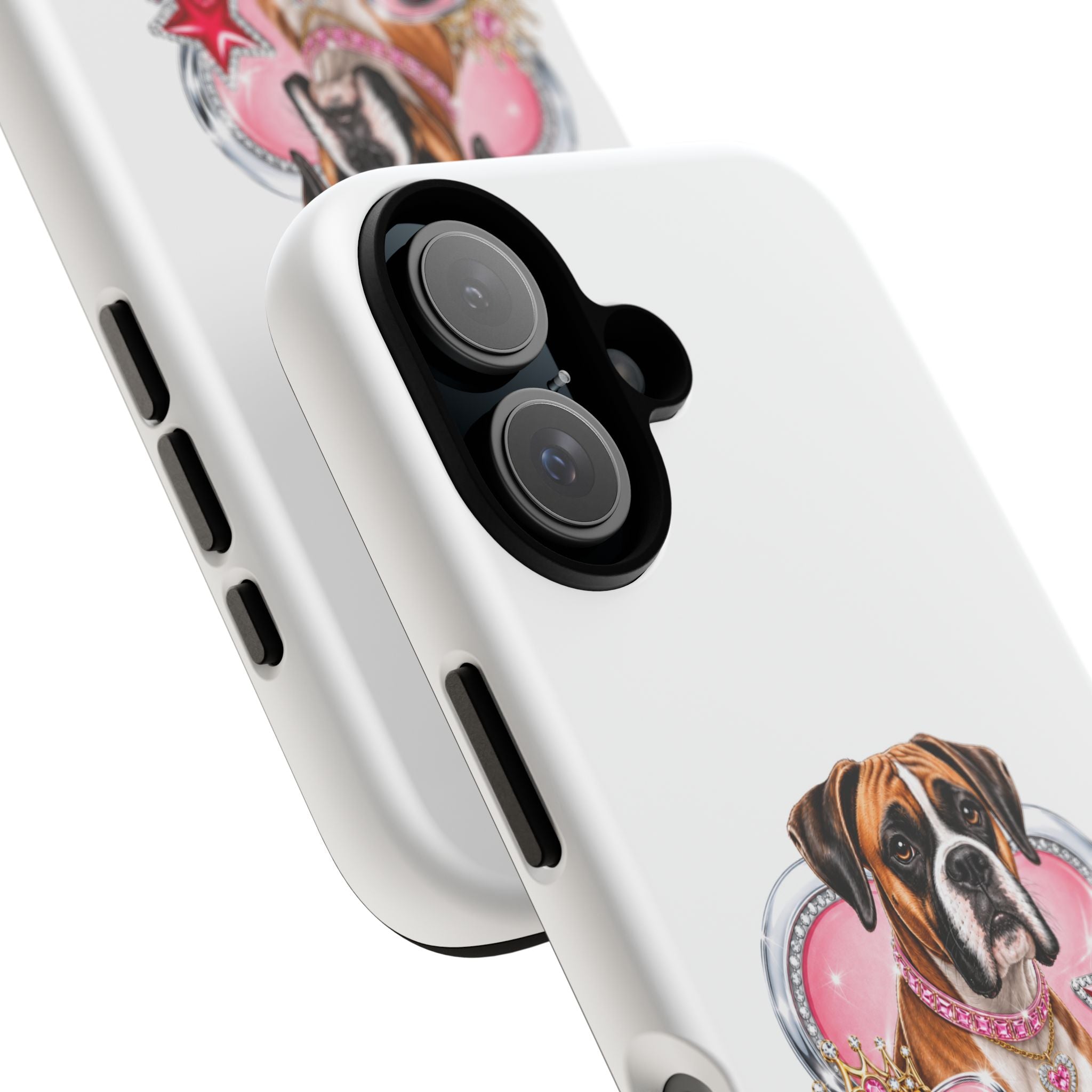 Phone Case — "Boxer Mom" Decorative Protective Case (Cute Heart & Crown Dog Design)
