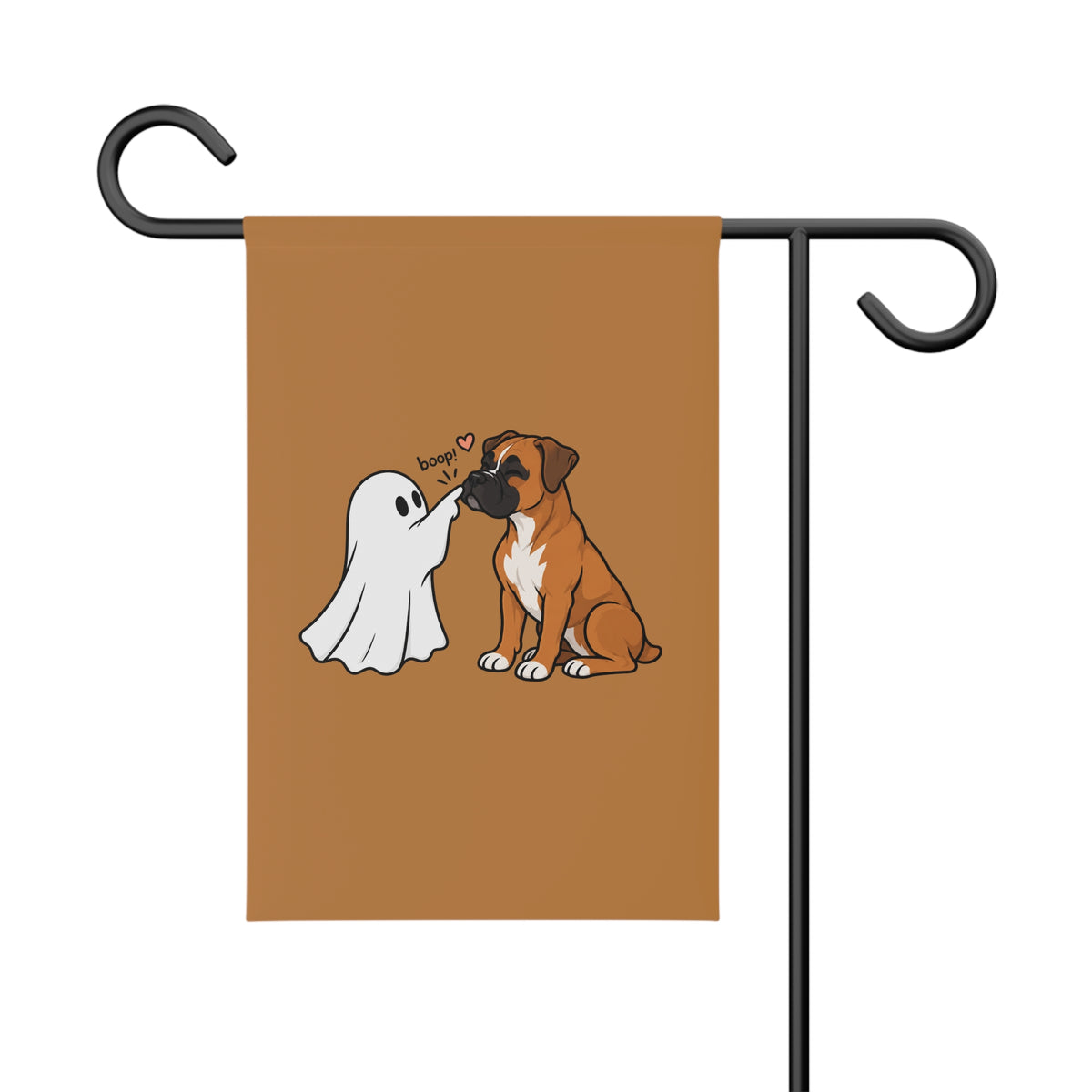 Halloween Ghost & Dog Garden Flag - "Boop" Cute Puppy Outdoor Banner
