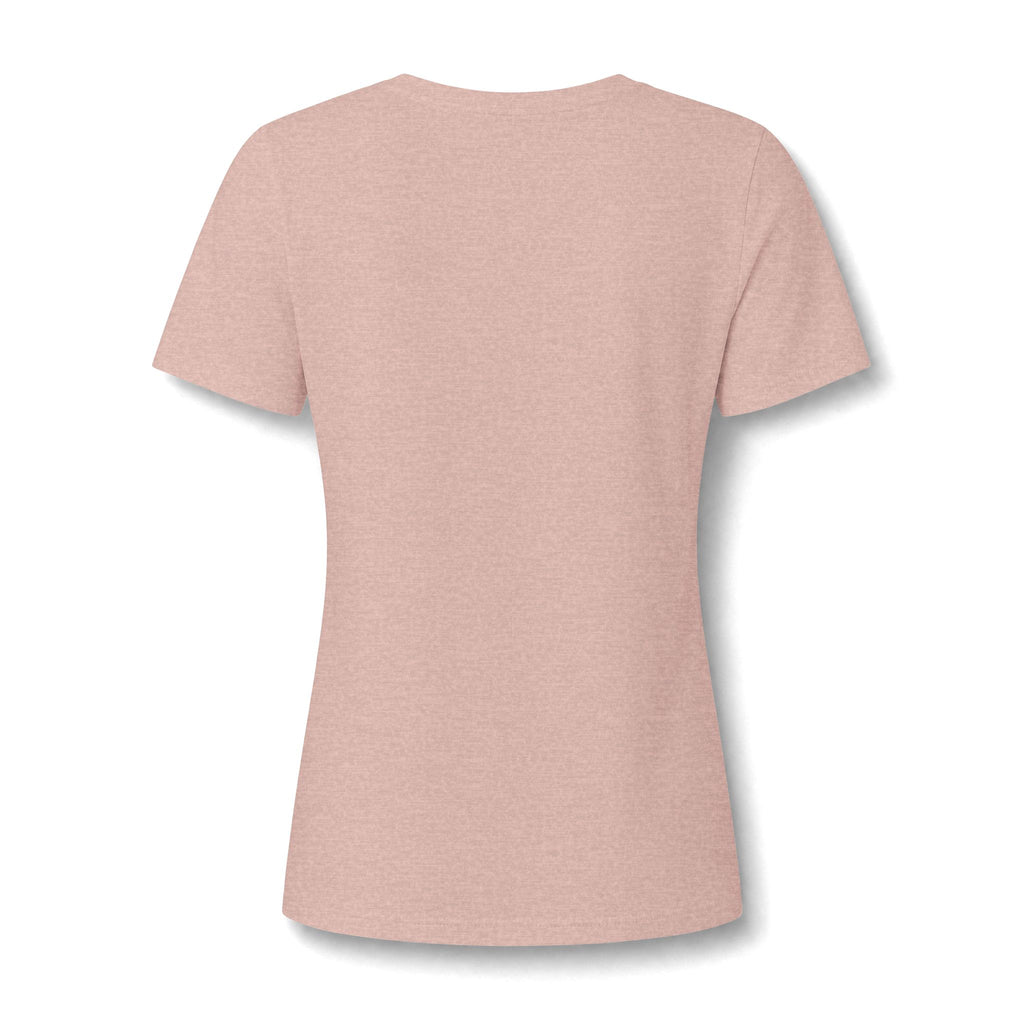 Women's V-Neck Tee — Glam Boxer Dog Graphic (Pink Fur & Sunglasses)