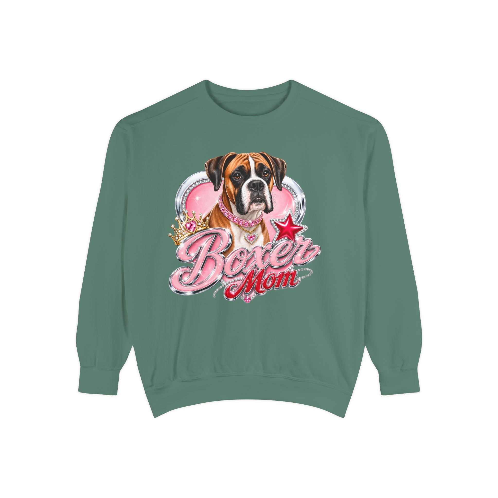 Boxer Mom Sweatshirt — Cute Pink Dog Graphic Crewneck
