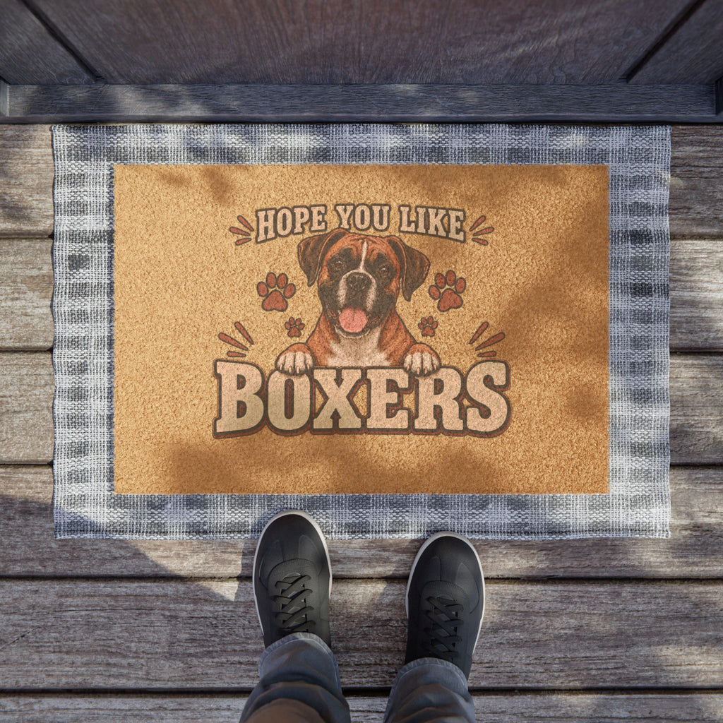 Doormat — 'Hope You Like Boxers' Welcome Mat with Cute Boxer Dog Design