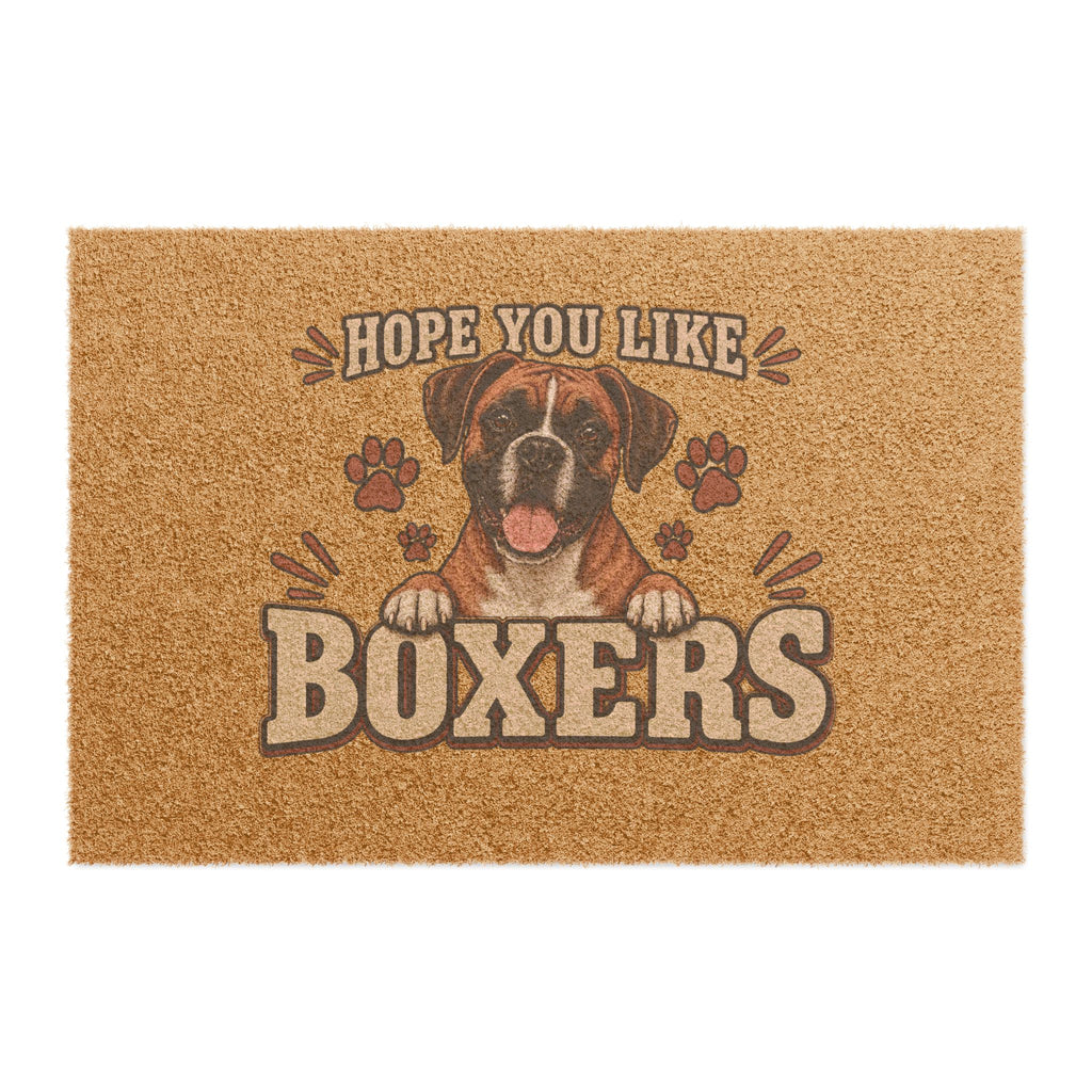 Doormat — 'Hope You Like Boxers' Welcome Mat with Cute Boxer Dog Design