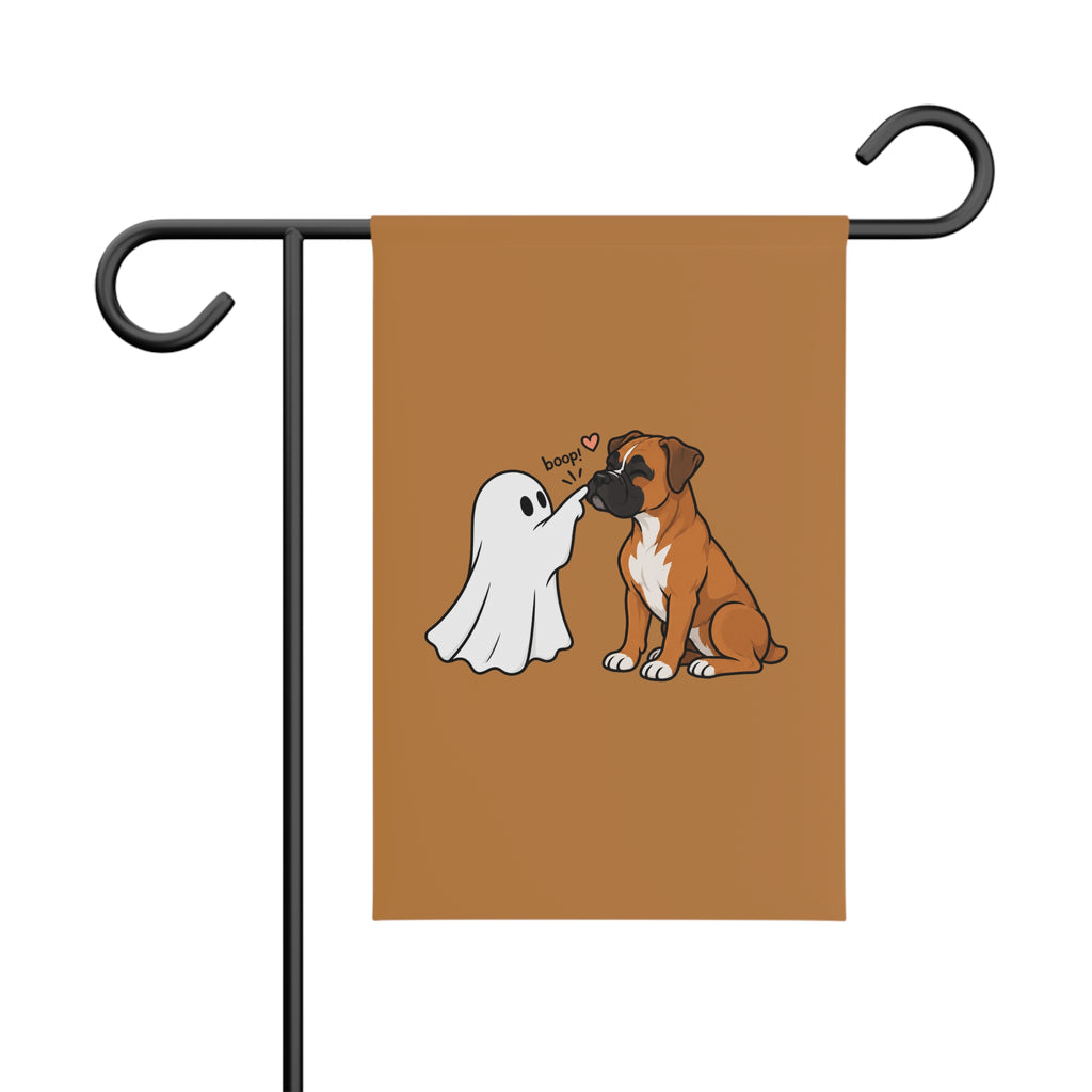Halloween Ghost & Dog Garden Flag - "Boop" Cute Puppy Outdoor Banner