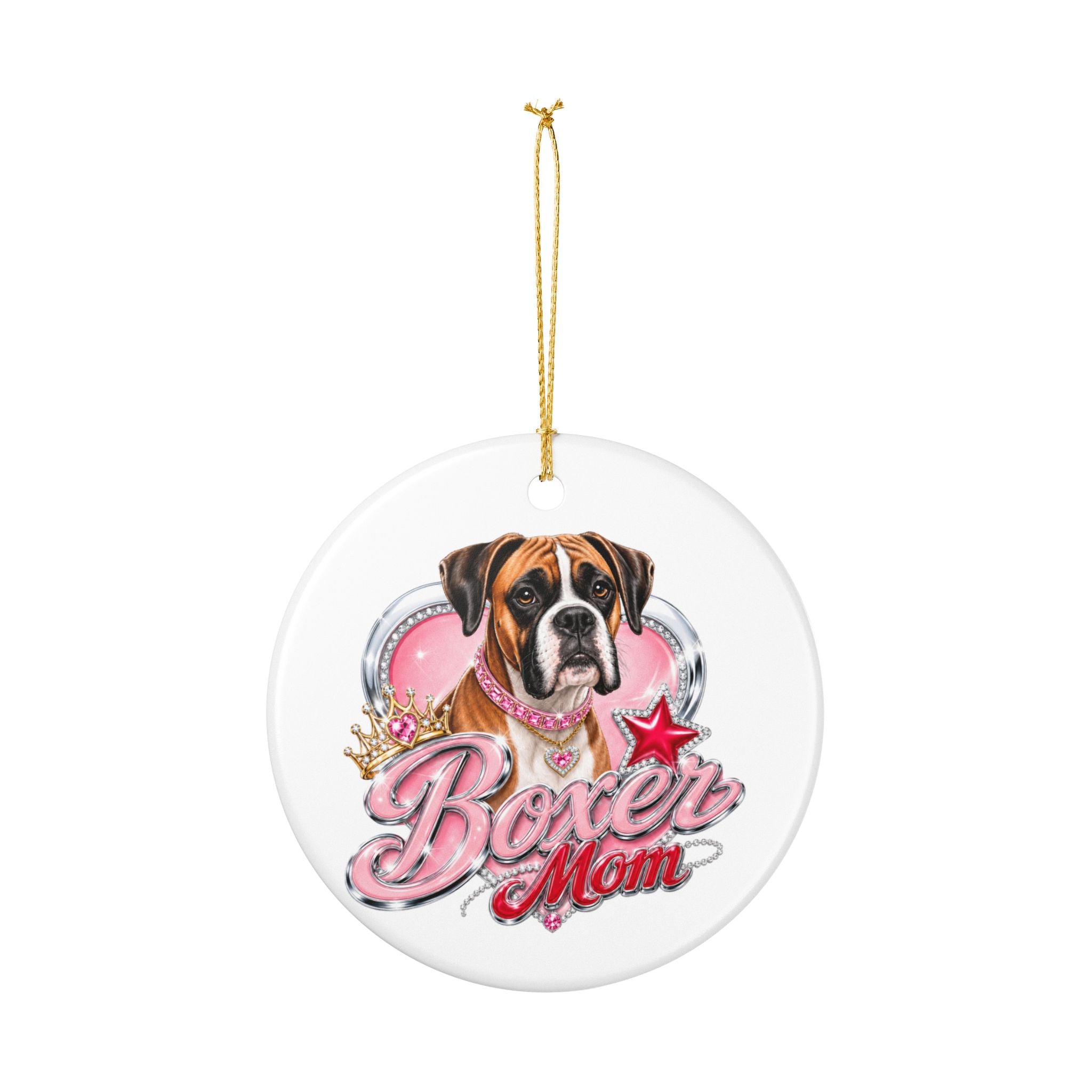 Boxer Mom Ceramic Ornament - Decorative Dog Lover Christmas Decoration