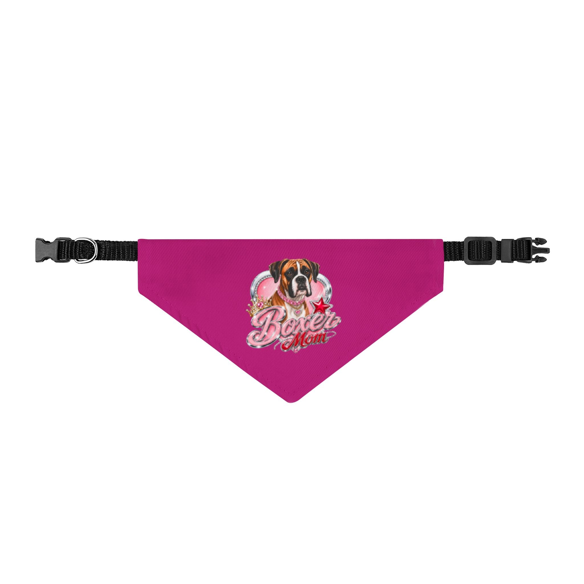 Clip-On Pet Bandana — Pink 'Boxer' Cute Puppy Graphic for Small Dogs & Cats
