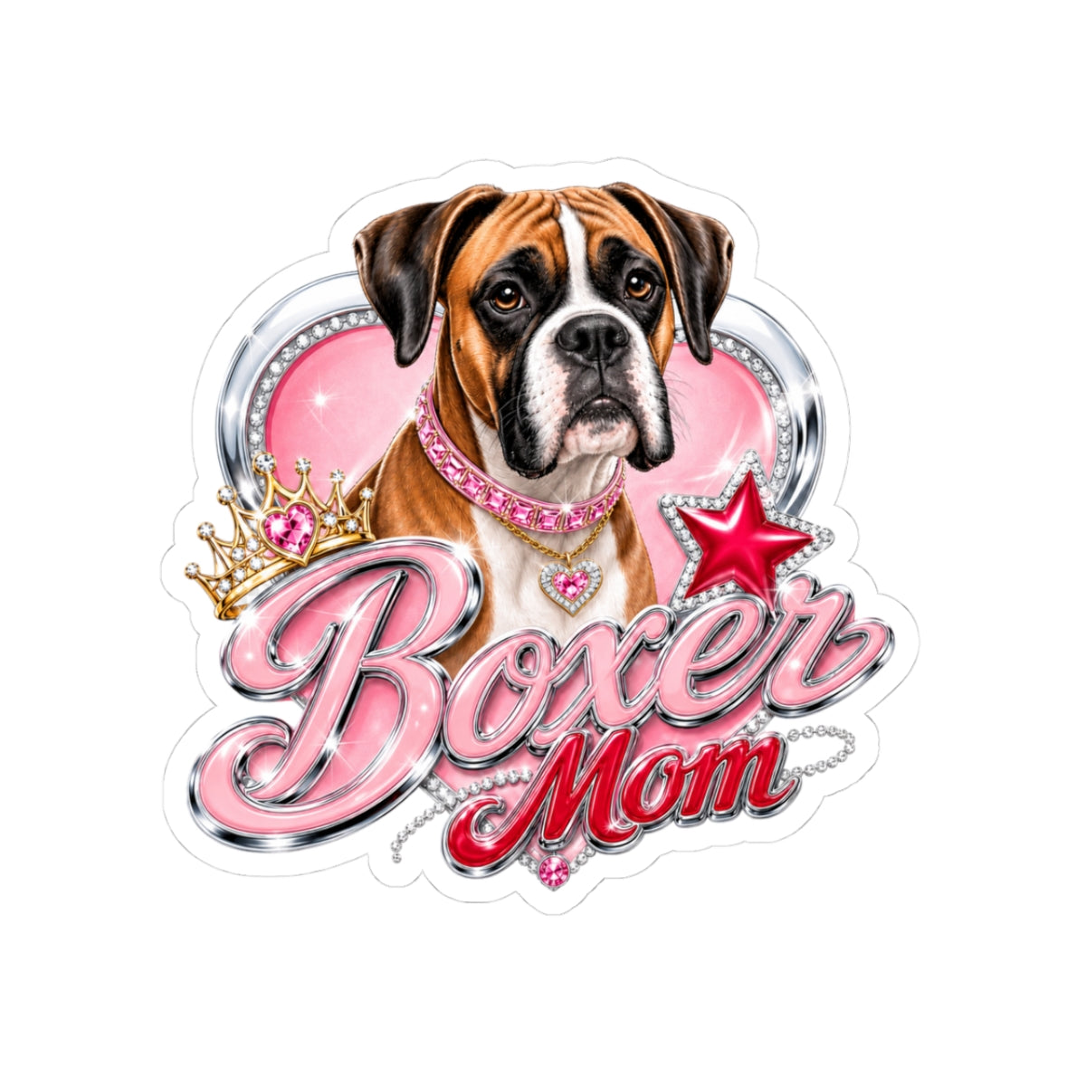 Boxer Mom Sticker — Kiss-Cut Cute Dog Decal