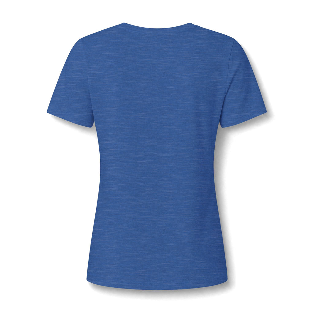 Women's V-Neck Tee — Glam Boxer Dog Graphic (Pink Fur & Sunglasses)
