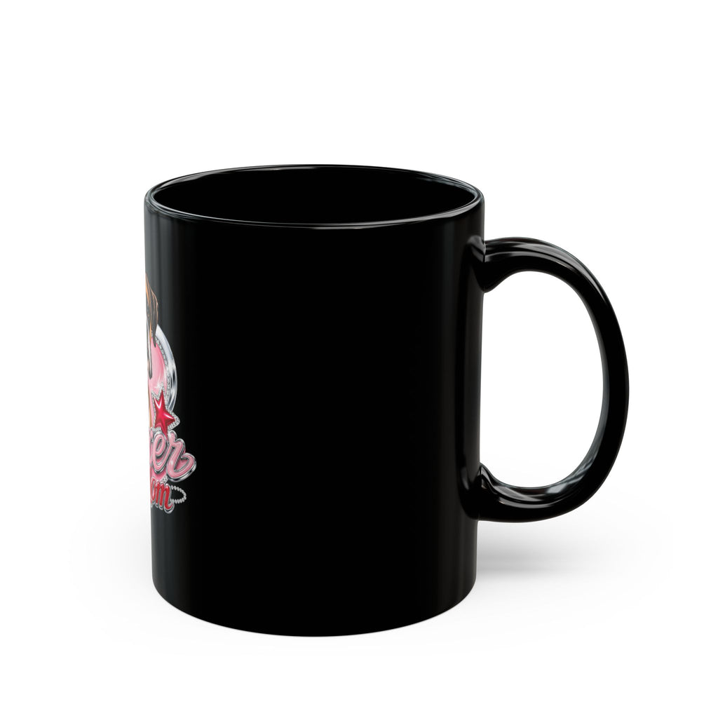 Boxer Mom Mug — Black Ceramic Coffee Cup with Cute Boxer Dog Heart Design (11oz & 15oz)