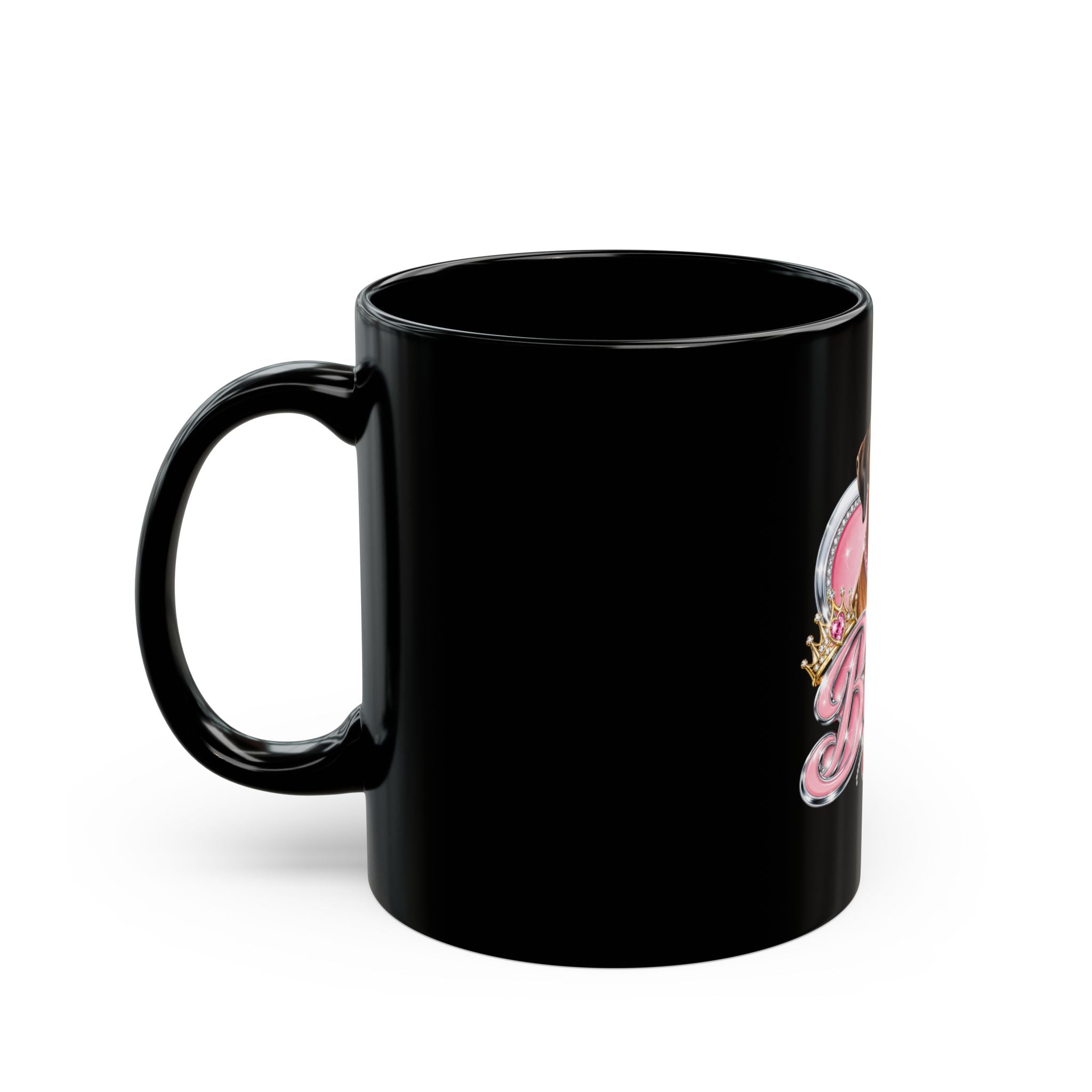 Boxer Mom Mug — Black Ceramic Coffee Cup with Cute Boxer Dog Heart Design (11oz & 15oz)