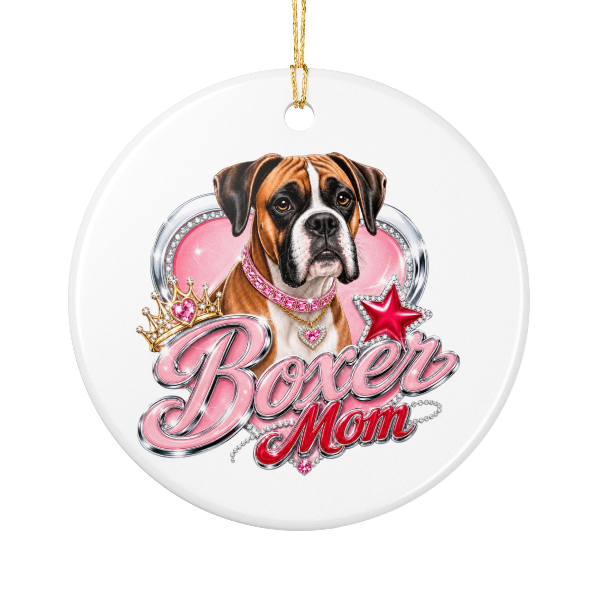 Boxer Mom Ceramic Ornament - Decorative Dog Lover Christmas Decoration