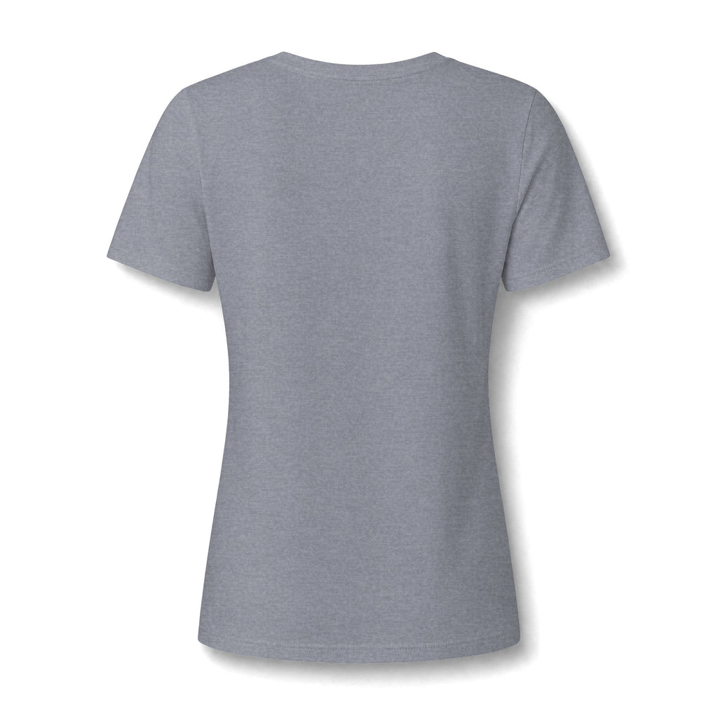 Women's V-Neck Tee — Glam Boxer Dog Graphic (Pink Fur & Sunglasses)