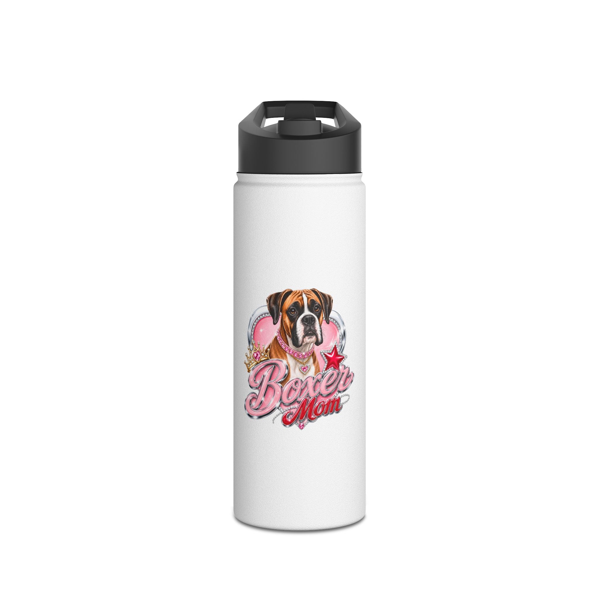 Boxer Mom Stainless Steel Water Bottle – Pink Insulated Dog Mom Bottle