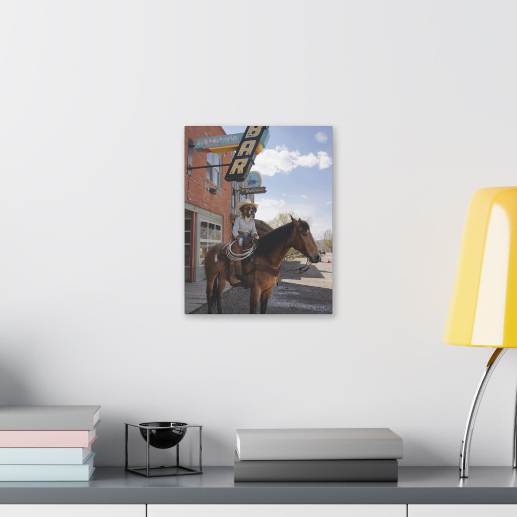 Cowboy on Horseback Canvas Print — Western Street Photography Wall Art