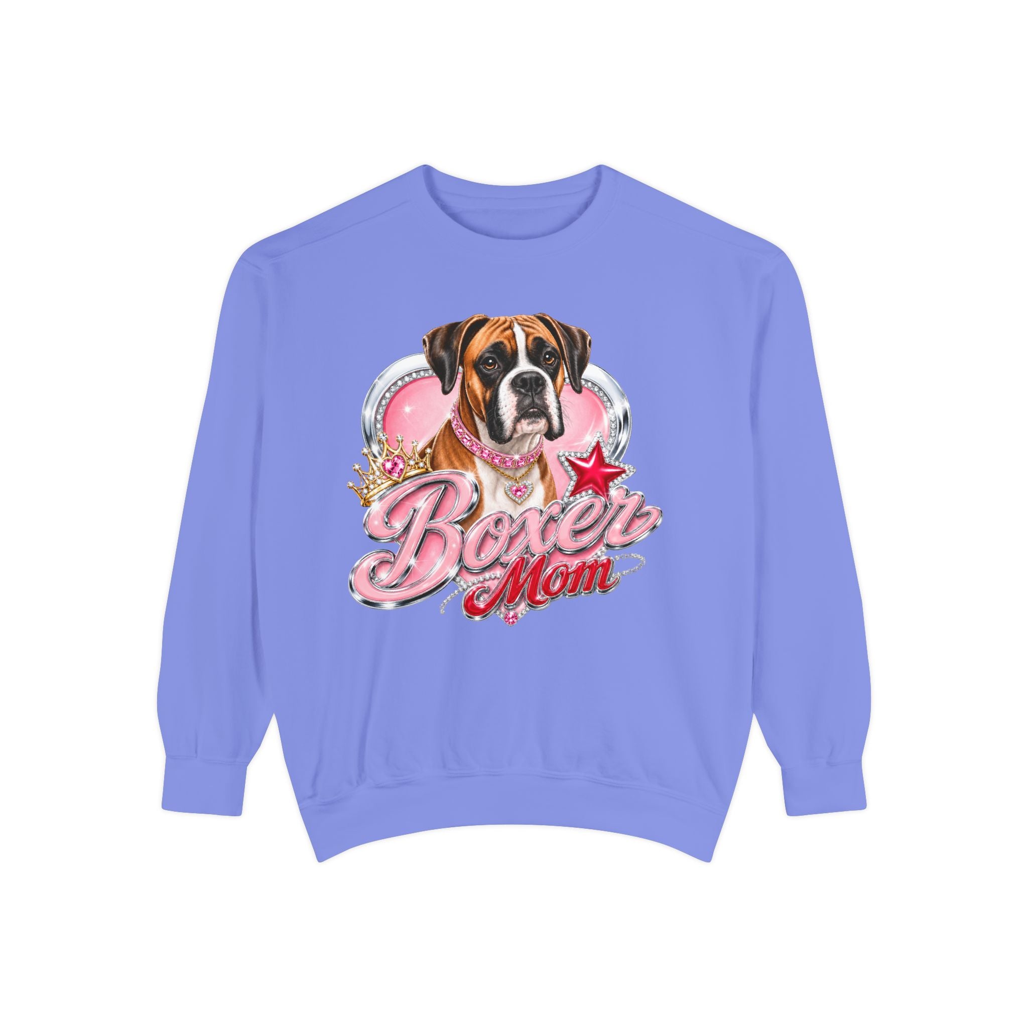 Boxer Mom Sweatshirt — Cute Pink Dog Graphic Crewneck
