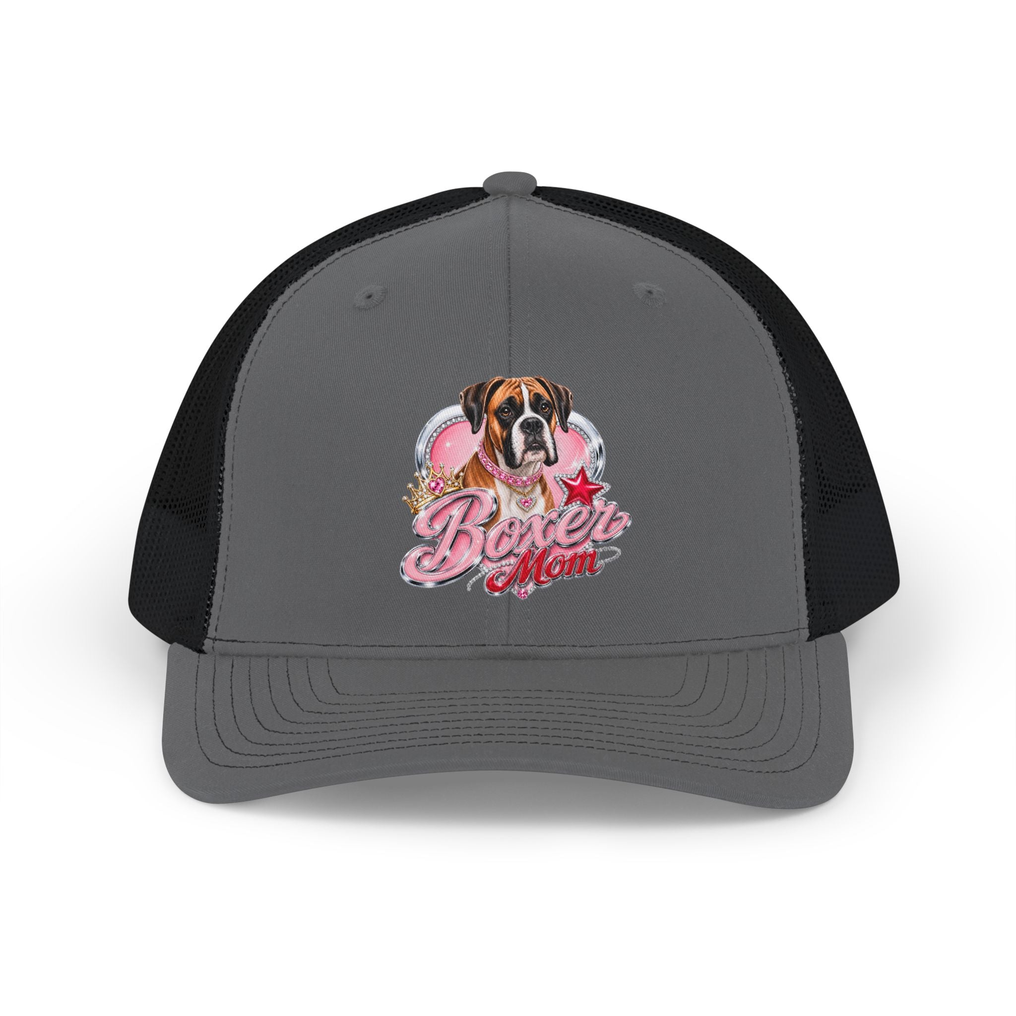 Boxer Mom Snapback Trucker Cap – Cute Pink Heart Dog Dad/Mom Gift