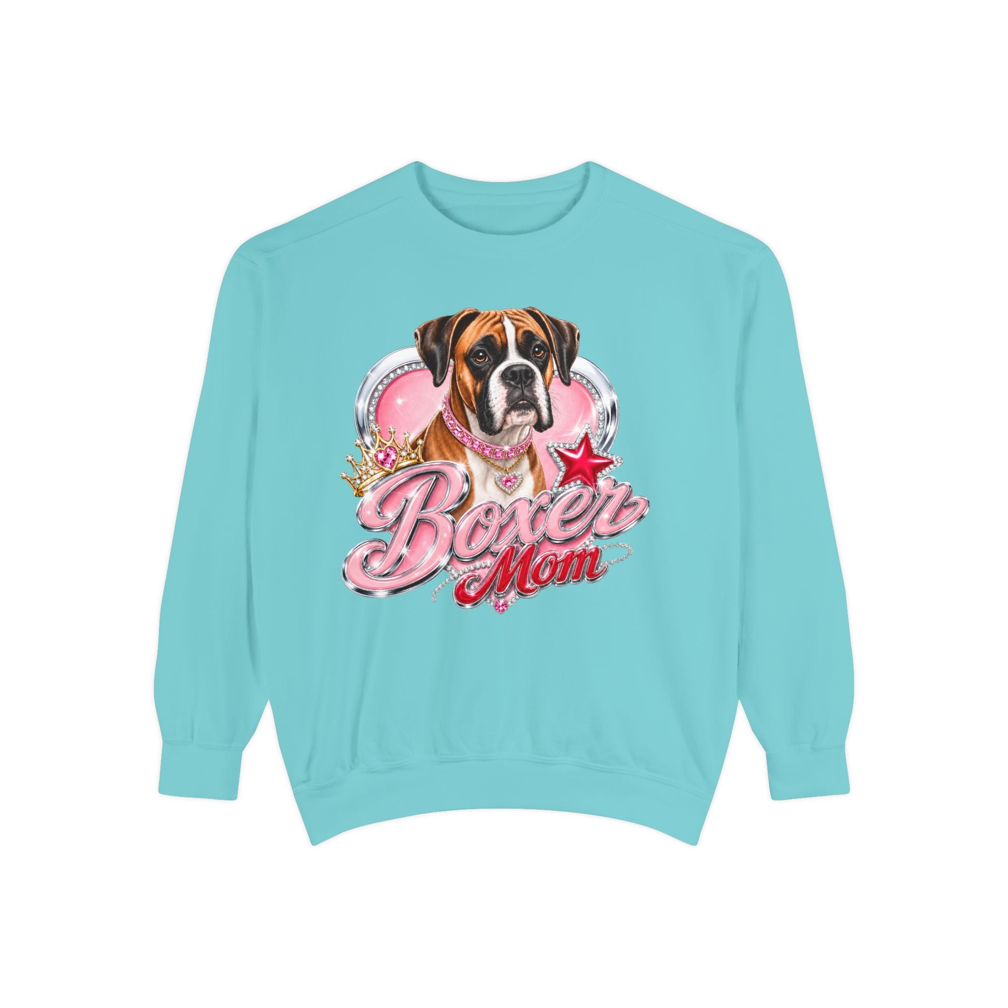 Boxer Mom Sweatshirt — Cute Pink Dog Graphic Crewneck