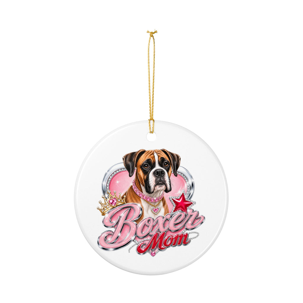 Boxer Mom Ceramic Ornament - Decorative Dog Lover Christmas Decoration