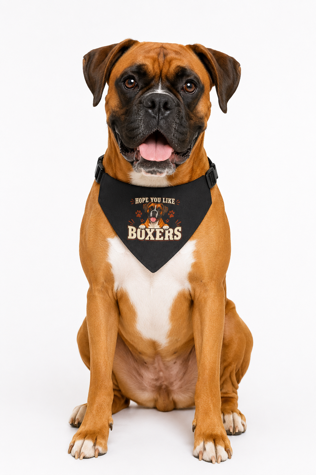 Clip-On Pet Bandana — 'Hope You Like Boxers' Graphic Dog Bandana for Boxer Lovers